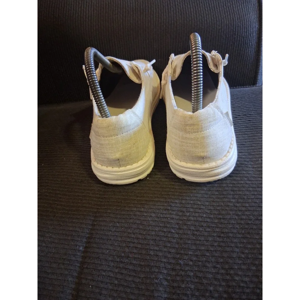Hey Dude Wendy Sparkling Gold Slip On Loafers Womens 8 Cream Metallic Moccasins